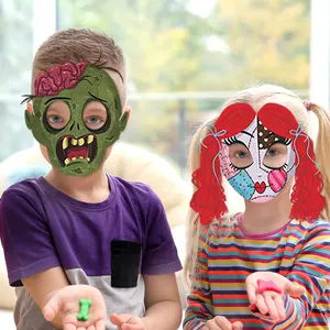 नई उत्पाद 8pcs हेलोवीन पार्टी कागज मुखौटा भयानक चेहरे नकाब बच्चों के लिए Diy फोटो बूथ सहारा और हेलोवीन पार्टी एहसान