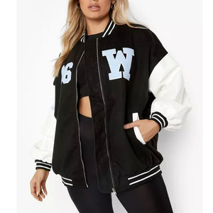 2024 Top Trending Custom Women's Varsity Jacket Manga larga de cuero Transpirable Crop Design Lana Pocket Raw Venta al por mayor disponible - Product Image 6