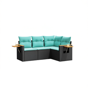 Ensemble de canapés de patio en rotin noir avec accoudoirs réglables, grand modèle, mobilier d'extérieur confortable - Product Image 1