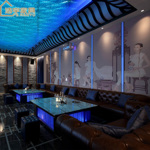 Sofá de Bar de Tela Morada, Muebles para Club Nocturno, Sofá Redondo para Bar de Hotel - Product Image 1