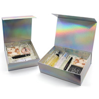 Boîte cadeau pliante de luxe rigide en carton argenté haut de gamme, personnalisable avec impression UV/estampage à chaud, taille et logo sur mesure