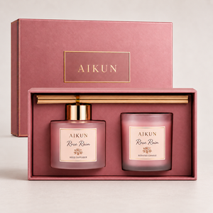 Coffret Cadeau Aikun : Bougie Parfumée Rose Rouge en Verre et Diffuseur à Bâtonnets – Parfum d'Ambiance Maison – OEM ODM Emballage Personnalisé Commandes en Gros pour Cadeaux - Product Image 2