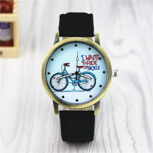 <span class=keywords><strong>Reloj</strong></span> de cuarzo informal para hombre y mujer, cronógrafo de tela vaquera con correa de cuero - Product Image 3