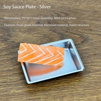 Assiettes à sushi rectangulaires en PET de style Japandi, recyclables, jetables, personnalisables, argentées, de luxe, avec ensemble de coupelles à sauce soja
