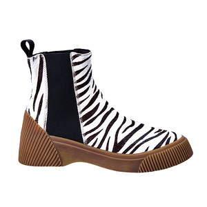 Botines Planos de Mujer con Estampado de Cebra y Leopardo, Botines Chelsea con Plataforma, Zapatos Sin Cordones de Otoño con Detalle de Pelo de Caballo - Product Image 3