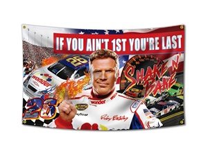 Bandera de poliéster impermeable de 3x5 pies con diseño 'Talladega Nights Ricky <span class=keywords><strong>Bobby</strong></span> You Ain't 1st First You're Last', decoración divertida <span class=keywords><strong>para</strong></span> pared de 'Man Cave' con detalles en latón. - Product Image 1