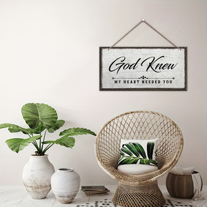 Letrero Colgante de Madera Vintage, Placa Rústica para Pared con la Frase 'Dios Sabía que <span class=keywords><strong>mi</strong></span> Corazón Necesitaba Tu Presencia', Decoración para Puerta Principal del Hogar, Etiqueta Colgante de Madera para Puerta - Product Image 4