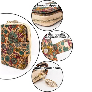 Custom Cork Purse Logo <b>RFID</b> <b>Blocking</b> Bifold Zipper Coin Pocket Women <b>Wallet</b> Short Polyester Lining - Product Image 6