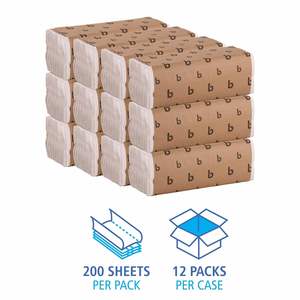 "12 Packs#Boardwalk#1-Ply#200 Sheets/Pack#11.44 X 10#White#<b>Disposable</b> <b>Towels</b>#C-Fold Hand <b>Towels</b>" - Product Image 3