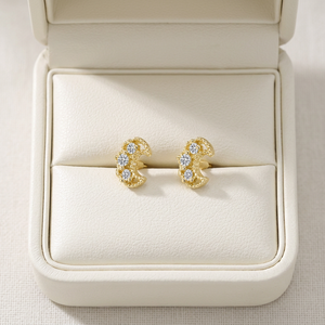 เครื่องประดับเจาะหูทองคำแท้ 14K ดีไซน์พระจันทร์ ประดับเพชรธรรมชาติ คุณภาพสูง ใหม่ เงางาม สวยงาม สำหรับผู้หญิง สวมใส่ได้ทุกวัน - Product Image 5