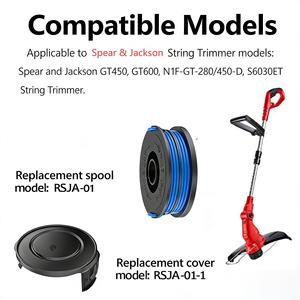 Kit de remplacement de bobine de fil pour tête de coupe RSJA-01 brevetée, nylon gris 1,6 mm 10FT/3,05M, compatible Blue Spear Jackson GT450 GT600 N1F-GT-280 - Product Image 3
