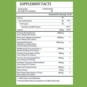 Hot Sale Thyroid Support Gummies Sea Moss Ashwagandha Bladderwrack for Metabolic Balance Immune Health and Energy Boost - Product Image 2