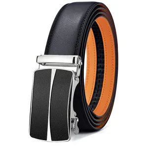 Cintura di lusso con fibbia automatica a cricchetto personalizzata per la festa del papà cinture di design in vera pelle per uomini