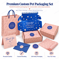 Boîtes d'emballage personnalisées en carton ondulé pour colliers, laisses, nœuds papillon et accessoires pour animaux de compagnie, idéales pour l'e-commerce et l'expédition aérienne.