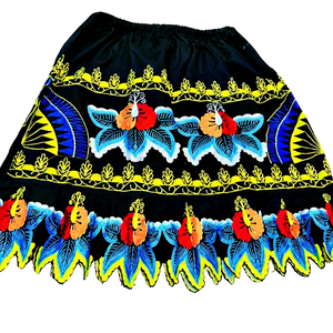 Jupe en mousseline brodée tropicale hawaïenne personnalisée pour femme, motif floral en coton, coupe trapèze, taille élastique, tenue de plage estivale, vente en gros, OEM - Product Image 1