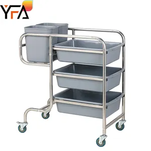 Thicken SS201 Restaurant Cleaning Collection Cart,Restaurant Service Tableware Cleaning Trolley for Clean Tableware Collect Food