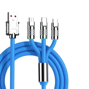 Kabel Data pengisian daya cepat, kabel Data pengisian daya cepat, kabel Usb mikro Od6.0, ponsel 8 pin Tipe C 3 dalam 1 120w 6a 3 In 1 untuk Iphone UCB04