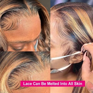 P27/613 Blonde Surbrillance Invisible Faux Cuir Chevelu Dentelle Perruques HD Lace Front pour Femmes Noires Cheveux Humain HD Lace Frontal Perruque - Product Image 5
