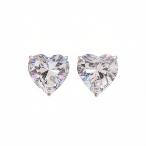 Crystal Heart Stud <b>Earrings</b> <b>For</b> <b>Women</b> Romantic Everyday Wear Claw Setting Rhinestone Jewelry <b>Black</b> Diamond Style - Product Image 1