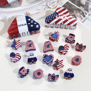 Pinza de Pelo de Plástico con Diseño de Bandera Americana para el Día de la Independencia, Mini Pinza con Forma de Corazón y Estrella, Accesorios para el Cabello para Niñas - Product Image 4