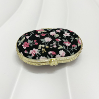 Vente chaude Double Face Floral Imprimé Maquillage Miroir Pliant Mini Vintage Style Bureau Compact Miroir De Poche