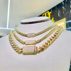 High Polished Miami Cuban Link <b>Chain</b> 925 <b>Silver</b> Plain <b>Chain</b> 18K Gold Plated Custom Moissanite Lock Cuban <b>Chain</b> Necklace Jewelry - Product Image 1