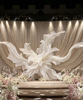Décor floral géant blanc sur pied pour mariage et Saint-Valentin, aménagement de scène de fête de luxe, service personnalisé, fait main
