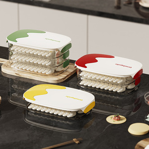 Frozen Dumpling Storage Box Rectangle Clip-On Lid Airtight Stackable Food Grade <b>Refrigerator</b> <b>Container</b> - Product Image 3