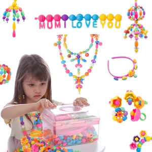 Kid Arts And Crafts & Diy Toys Pop Beads Jewelry Making Kit Toys Snap Pop Beads Pop Toy For Girl Kid Toddlers 1-3 2-4 Years