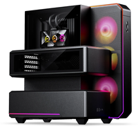 Casing PC Gaming Phanteks EX5-MAX ATX dengan Layar LCD 6 inci & Pendingin AIO 360 Terintegrasi, Desain Aliran Udara Terpisah, Chassis Komputer ATX