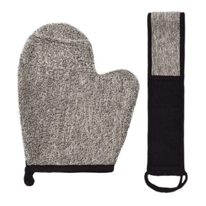 Ensemble <span class=keywords><strong>de</strong></span> nettoyage corporel en ramie avec logo personnalisé, éponge <span class=keywords><strong>de</strong></span> douche, kit exfoliant pour éliminer les peaux mortes, comprenant des gants et une sangle - Product Image 1