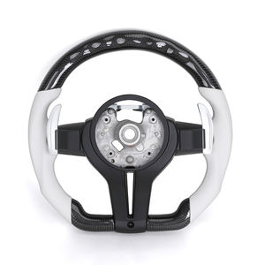 Volant de voiture LED en fibre de carbone <span class=keywords><strong>M</strong></span> Sport en cuir blanc personnalisé pour <span class=keywords><strong>BMW</strong></span> F10 F20 F22 F30 F80 F82 F87 X5 F15 X5M F95 X6M E93 - Product Image 2