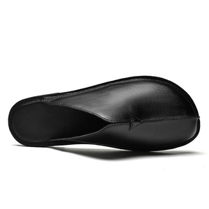 Mules en cuir véritable pour hommes, marron, à bout fermé, chaussures décontractées à enfiler, dessus en cuir de vachette souple, antidérapantes - Product Image 3