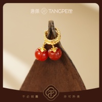 Boucles d'oreilles pendantes TANGPEI pour femme en alliage et résine, plaqué or 24 carats, 'Dankou Gleam', en forme de kaki rouge Ankhora, cadeau tendance et mode