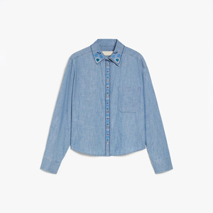 Camisa de Mezclilla Selvage de Lujo para Hombre - Camisa de Mezclilla Cruda de Alta Gama con Costuras en Contraste y Botones Metálicos - Product Image 5