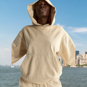 Sweat à capuche surdimensionné Streetwear imprimé bouffant coupe courte pour homme Logo personnalisé Tissu anti-rides en coton éponge brodé - Product Image 5