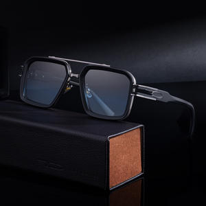 Lunettes de soleil carrées Tom Davies pour hommes, en plastique noir et métal, protection UV400, pare-soleil extérieur, lentille de classe 2 - Product Image 2