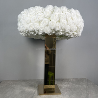 Support de fleurs en or brillant personnalisé, nouveau, pour mariage, centre de table en métal, support doré pour décoration de table de mariage