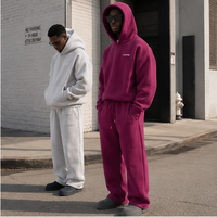 Ensembles de survêtements unisexes streetwear : sweat à capuche et pantalon de jogging pour hommes, qualité supérieure, 100 % coton épais, ensemble de survêtement oversize