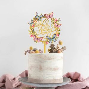 Décoration de gâteau romantique en acrylique écologique, 6 couleurs, fleurs et papillons, pour anniversaire et mariage - Product Image 3