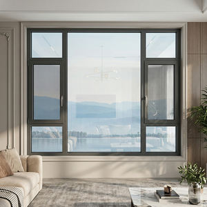 Ventana Abatible Moderna <span class=keywords><strong>de</strong></span> Aluminio y Acero Inoxidable con Doble Vidrio para Interiores, Biombo para Apartamentos - Product Image 1