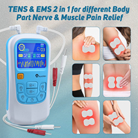 Stimulateur musculaire TENS Unit Masseur d'impulsions électronique rechargeable avec 4 coussinets réutilisables