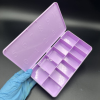 Boîte de rangement pour capsules d'ongles en gel acrylique réutilisables, couleur violet clair, de luxe, marque privée, avec 11 compartiments numérotés