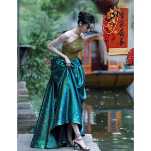 green emerald velvet dress Modern Chinese Dress, Evening Dresses, Ball Gowns 4XL