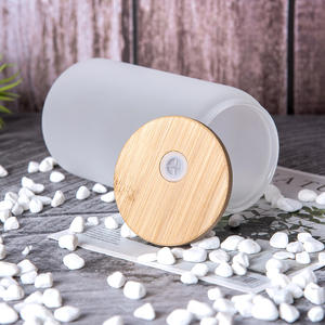 Vajilla de vidrio esmerilado personalizable de 500ml y 16oz, taza de café helado reutilizable y lata de cerveza con tapa de bambú y pajita de vidrio - Product Image 6