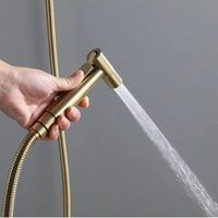 Ensemble de douchette pour toilettes en acier inoxydable 304 noir brossé or avec noyau de valve en plastique et buse multifonction pour le nettoyage du corps