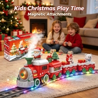 Circuit de train électrique de Noël éducatif pour enfants, avec rails longs à assembler, train à vapeur classique, jouets avec lumières et sons