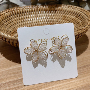 New Style Sparkling 3D <b>Crystal</b> Flower Needle <b>Crystal</b> Fashion Women Luxury Modern Simple <b>Earrings</b> - Product Image 2