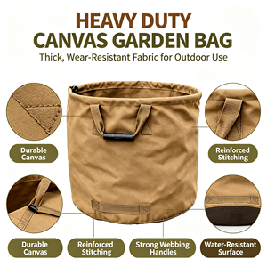 Langlebiger Tragbarer Gartensack mit Verstärkten Griffen Wiederverwendbarer Gartenlaubsack Robuster Canvas-Gartenabfallsack - Product Image 1