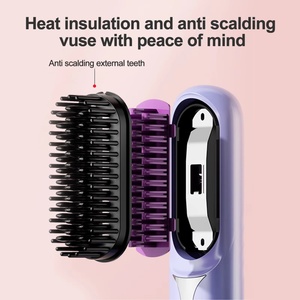 2024 Hot Comb Cordless Hair Style Brush Portable <b>Mini</b> Hair Straightener Brush With 4 Temp Settings & Anti-Scald - Product Image 4
